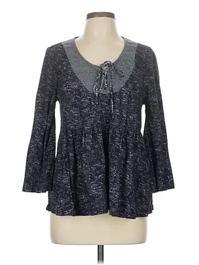 Pre-owned Akemi + Kin 3/4 Sleeve Blouse In Blue