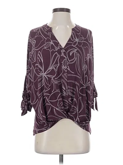 Pre-owned Akemi + Kin 3/4 Sleeve Blouse In Burgundy
