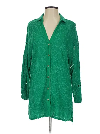 Pre-owned Akemi + Kin 3/4 Sleeve Button Down Shirt In Green