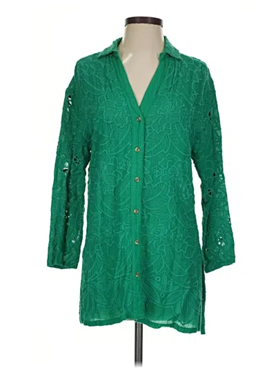 Pre-owned Akemi + Kin 3/4 Sleeve Button Down Shirt In Green