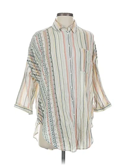 Pre-owned Akemi + Kin 3/4 Sleeve Button Down Shirt In White