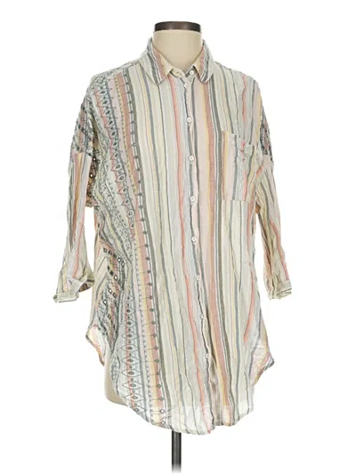 Pre-owned Akemi + Kin 3/4 Sleeve Button Down Shirt In White