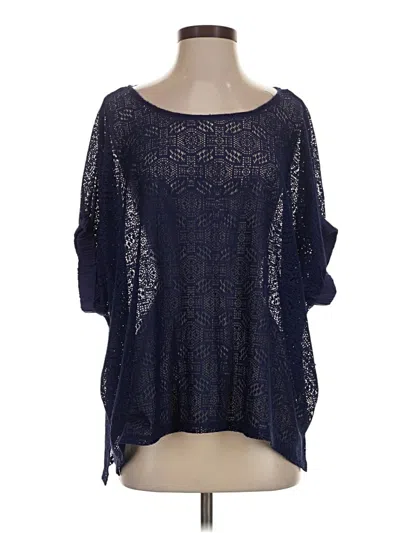 Pre-owned Akemi + Kin 3/4 Sleeve Top Blue Boatneck Tops