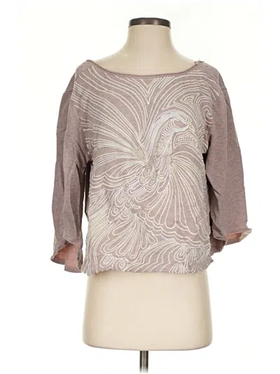 Pre-owned Akemi + Kin 3/4 Sleeve Top Brown Boatneck Tops