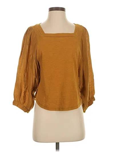 Pre-owned Akemi + Kin 3/4 Sleeve Top Gold Boatneck Tops