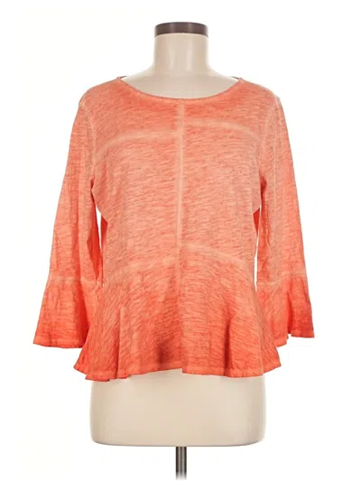 Pre-owned Akemi + Kin 3/4 Sleeve Top Orange Scoop Neck Tops