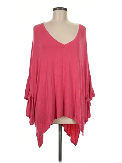 Pre-owned Akemi + Kin 3/4 Sleeve Top Pink Plunge Neckline Tops
