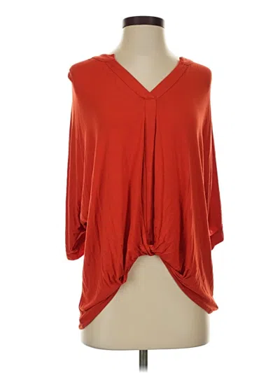 Pre-owned Akemi + Kin 3/4 Sleeve Top Red Plunge Neckline Tops