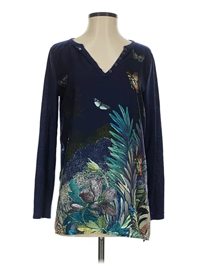 Pre-owned Akemi + Kin Long Sleeve Blouse In Blue