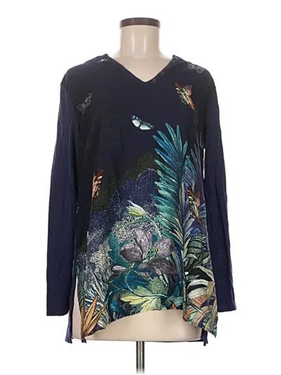 Pre-owned Akemi + Kin Long Sleeve Blouse In Blue