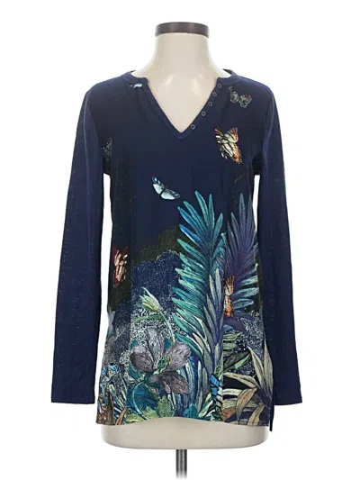 Pre-owned Akemi + Kin Long Sleeve Blouse In Blue