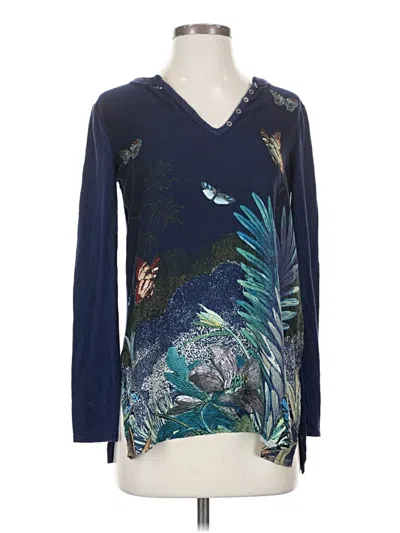 Pre-owned Akemi + Kin Long Sleeve Blouse In Blue
