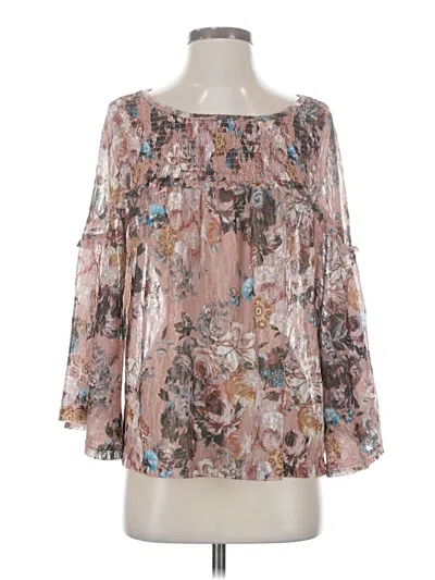 Pre-owned Akemi + Kin Long Sleeve Blouse In Brown