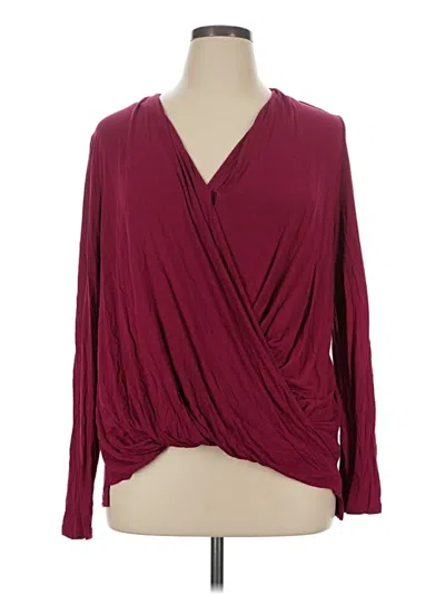 Pre-owned Akemi + Kin Long Sleeve Blouse In Burgundy