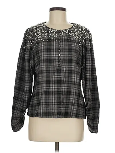 Pre-owned Akemi + Kin Long Sleeve Blouse In Gray