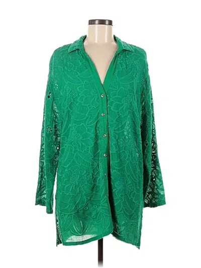 Pre-owned Akemi + Kin Long Sleeve Blouse In Green