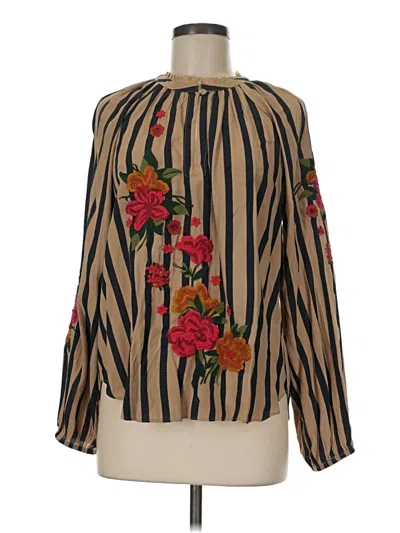 Pre-owned Akemi + Kin Long Sleeve Blouse In Tan