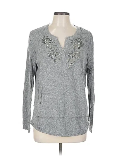 Pre-owned Akemi + Kin Long Sleeve Henley Shirt In Gray