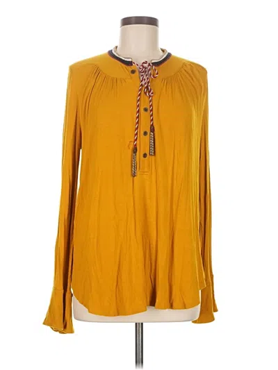 Pre-owned Akemi + Kin Long Sleeve Henley Shirt In Yellow