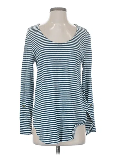 Pre-owned Akemi + Kin Long Sleeve Top Blue Boatneck Tops