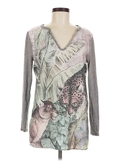 Pre-owned Akemi + Kin Long Sleeve Top Gray V-neck Tops