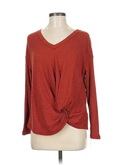 Pre-owned Akemi + Kin Long Sleeve Top Orange V Neck Tops