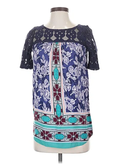 Pre-owned Akemi + Kin Short Sleeve Blouse In Blue