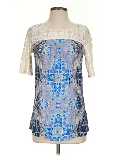 Pre-owned Akemi + Kin Short Sleeve Blouse In Blue