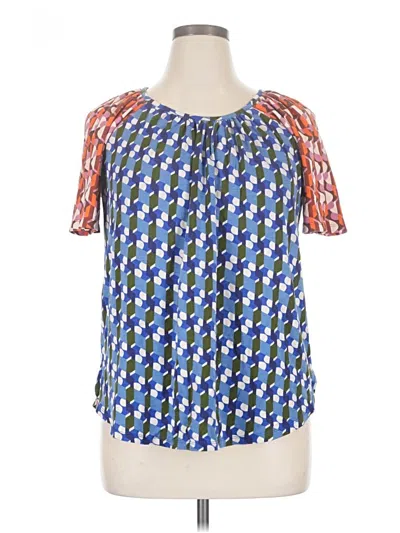 Pre-owned Akemi + Kin Short Sleeve Blouse In Blue