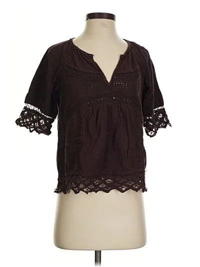Pre-owned Akemi + Kin Short Sleeve Blouse In Burgundy