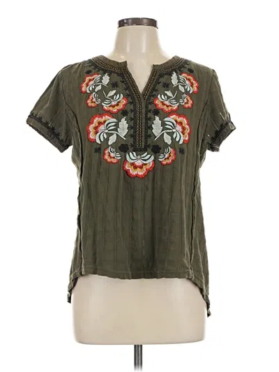 Pre-owned Akemi + Kin Short Sleeve Blouse In Green