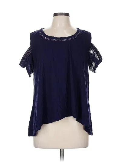 Pre-owned Akemi + Kin Short Sleeve Top Blue Cold Shoulder Neckline Tops