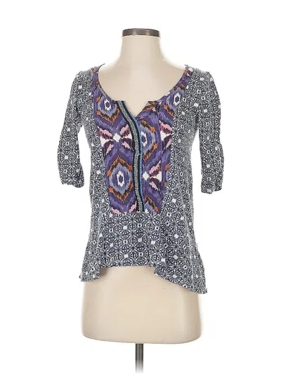 Pre-owned Akemi + Kin Short Sleeve Top Blue Sweetheart Neckline Tops