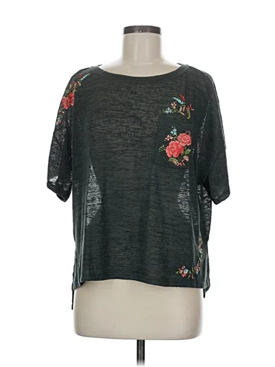 Pre-owned Akemi + Kin Short Sleeve Top Gray Boatneck Tops