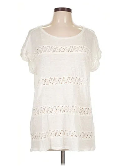 Pre-owned Akemi + Kin Short Sleeve Top Ivory Boatneck Tops