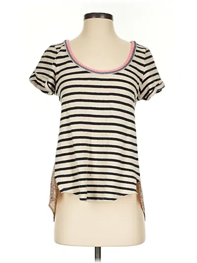 Pre-owned Akemi + Kin Short Sleeve Top Tan Scoop Neck Tops
