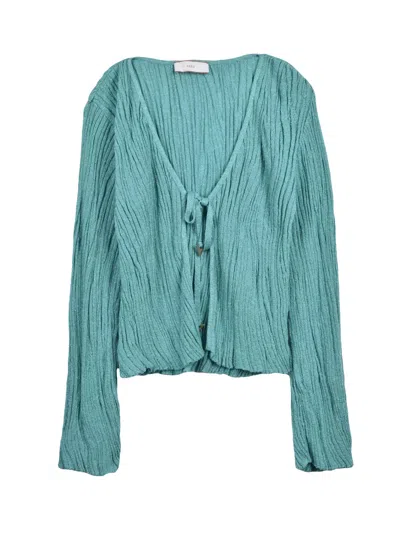 Akep Aqua Green Front-tie Cardigan In Multi