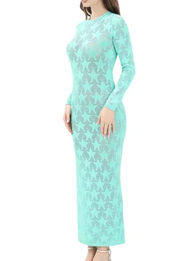 Akep Aqua Viscose Polyamide Perforated Silhouette Dress In Multi