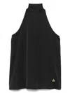 Akep Attached-scarf Satin Top In Black