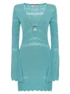 Akep Bell-sleeve Knitted Dress In Green