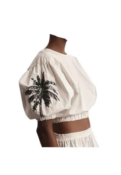 Akep Blouse With Sequin Embroidery On Women's Sleeves  Back Neckline