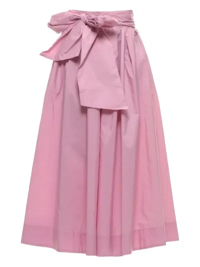 Akep Bow-detail Midi Skirt In Pink