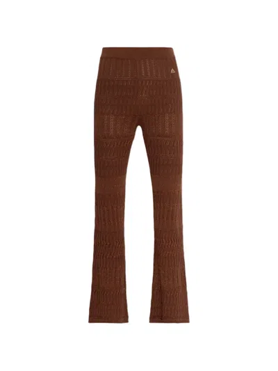 Akep オープンワーク ストレートパンツ In Brown