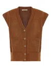 Akep Button-front Patch-pocket Cardigan In Brown