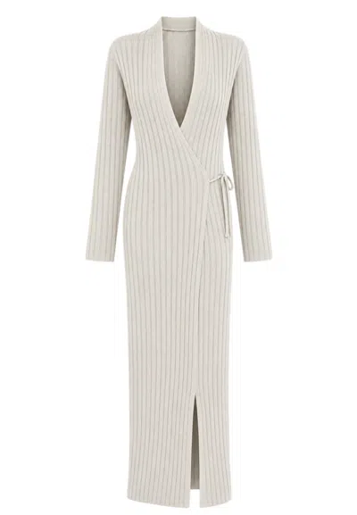 Akep Cable Robe Dress  In White