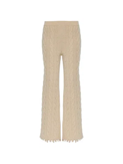 Akep Cable-knit Distressed-effect Trousers In Neutral