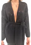 Akep Cardigan Woman  In Point Lace In Black