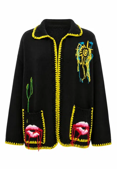 Akep Cardigan Woman  With Contrasting Edge In Black
