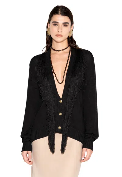 Akep Cardigan Woman  With Fringes In Black