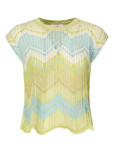 Akep Chevron-knit Top In Green